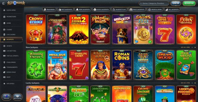 Astromania Casino jackpot games sscreenshot