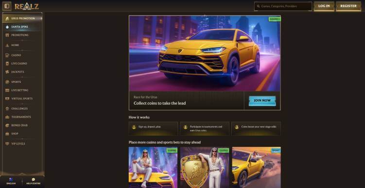 Realz Casino win a car screenshot